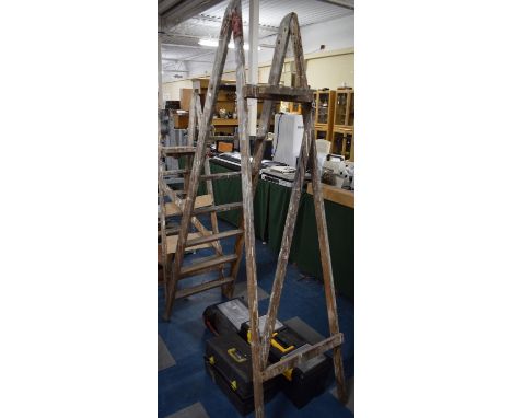 A Vintage Wooden Six Step Step Ladder 
