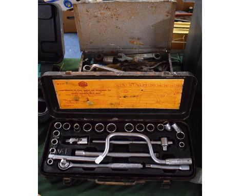 A Vintage Philmerco Socket Set Together with a Collection of Other Spanners and Tools 