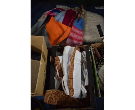 Two Sheepskin Rugs, Curtains etc 