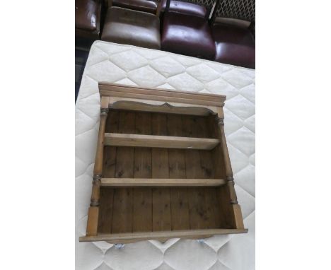 A Wall Hanging Three Shelf Pine Unit, 65cm Wide 