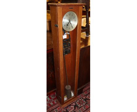 A mid 20th century teak cased Synchronome master clock, height 128cm
