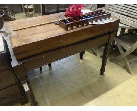 An early Victorian mahogany bagatelle table, width 120cm, depth 64cm, height 90cm