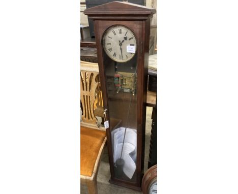 A Tayco electric mahogany pendulum clock, height 132cm
