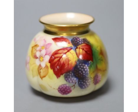 A Royal Worcester moulded vase shape 158H painted with autumnal leaves and berries by K. Blake, signed date, code 1939, heigh