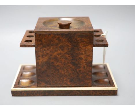 A Burr Briar tobacco pot / pipe rack, length 25cm