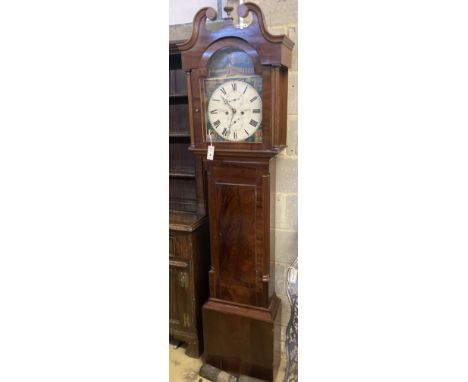 An early 19th century mahogany eight day longcase clock, height 218cm