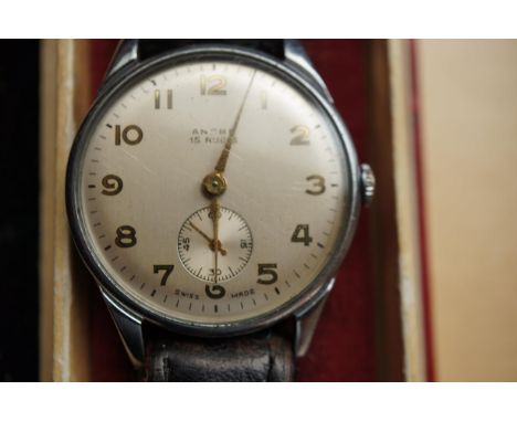 Gents Ancer vintage wristwatch - currently ticking 
