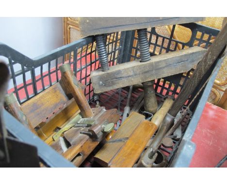 Ibbotson &amp; Co Brass Mounted Plough Plane, moulding planes, Tyzack screw thread tightener, Woodman's saw and other tools,