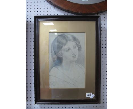 An Early XX Century Pencil Sketch Head and Shoulders Portrait of a Lady, signed and dated lower left "Laura Simmerson 14 XII 