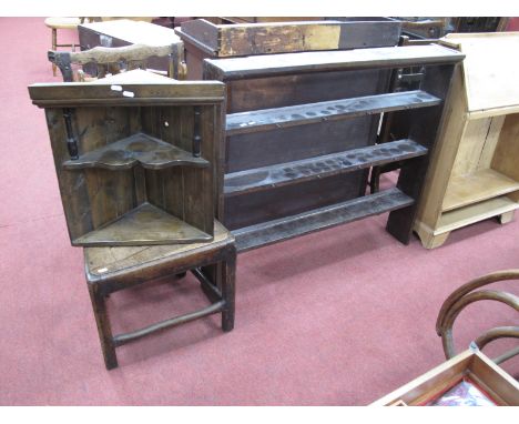 Oak Dresser Rack, 100cm wide, early single chair, corner wall shelf. (30