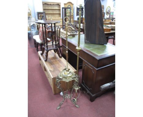 Brass Jardiniere Stand, 57cm high, standard lamp and one other - Untested sold for parts only. (3)