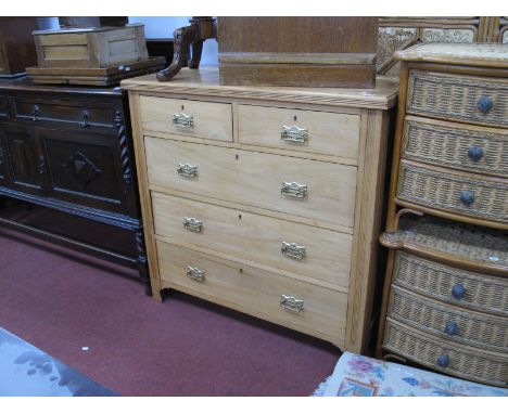 Early XX Century Stripped Walnut Chest, of two small and three long drawers, having reeded ends on bracket feet, 102cm wide. 
