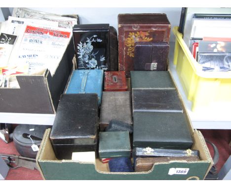 A Large quantity of Vintage Jewellery Cases and Boxes, (some leather). Plus a quantity of early 1900's lacquered boxes:- One 