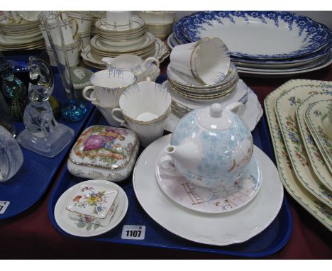 Royal Albert Tea service, circa 1920's with blue and gilt linear decoration No. 9499, twenty one pieces, Aynsley 'Cat Family'