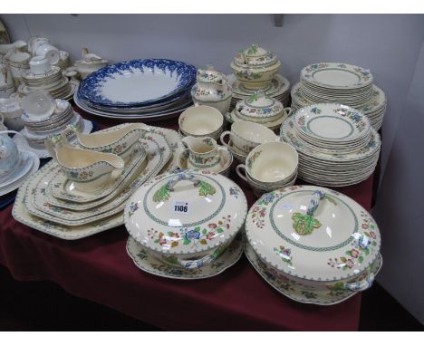 Copeland Spode 'Strathmere' Royal Jasmine Dinner ware, of approximately seventy four pieces, including five graduated meat pl