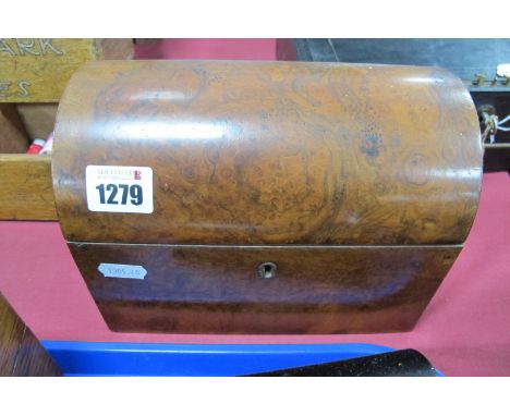 XIX Century Burr Walnut Domed Tea Caddy, with inner twin compartments (lacking one lid).