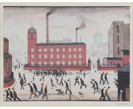 L.S. Lowry R.A. (British 1887-1976) "Mill Scene" Signed in pencil in the margin, from an edition of 750, published by a natio