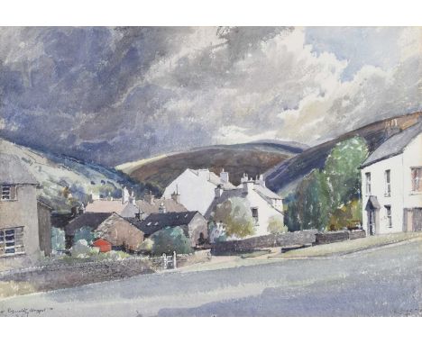 Reginald G. Haggar R.I., A.R.C.A., F.R.S.A. (British 1905-1988) Village scene with hills beyond Signed and dated 16 June '70,