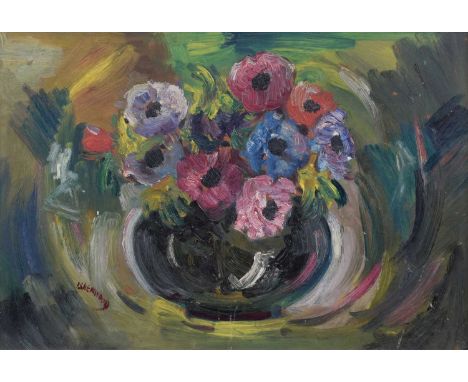 James Lawrence Isherwood F.R.S.A., F.I.A.L. (British 1917-1989) Floral still life Signed, oil on board.28cm x 41cm (11in x 16