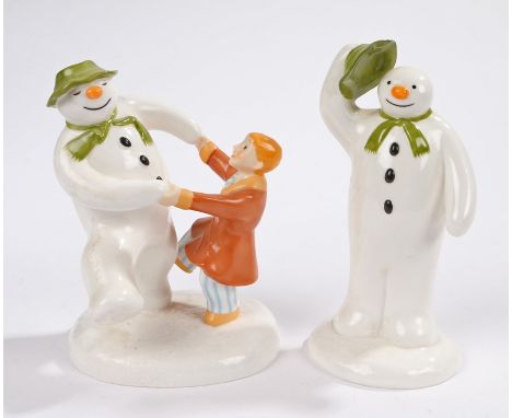 Coalport Characters porcelain figures, First Edition of 'The Snowman - Dancing at the party', 14cm high, and 'The  Snowman - 