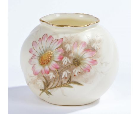 Grainger &amp; Co Royal Worcester ovoid vase, the spirally twisted body decorated with flowers, marked to the base 2327, 6.5c