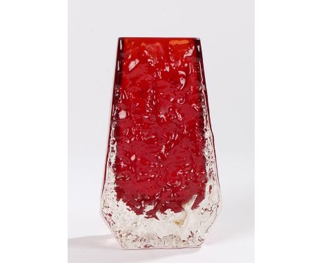 Whitefriars ruby and clear glass coffin vase, 13cm highsmall chip to rim, scratches to base