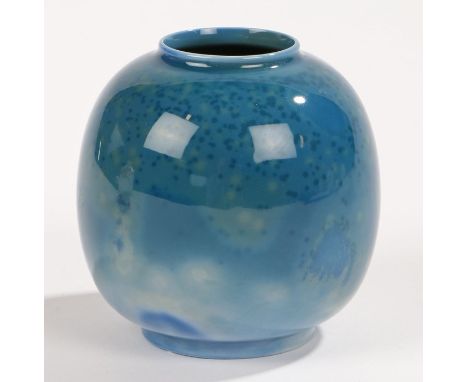 Royal Worcester ovoid vase, the blue coloured body picturing an egret amongst greenery, circa 1910, marked to the base 2491, 