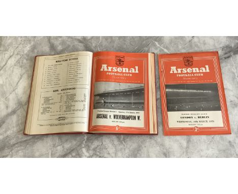 52/53 Arsenal Bound Volume Of Home Football Programmes: All 21 League matches Tottenham and Hibernian friendlies plus three F