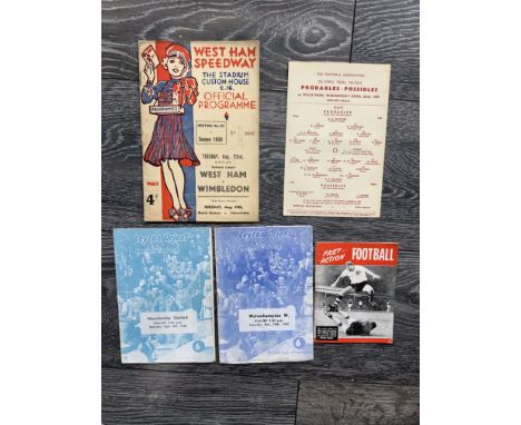 1939 West Ham v Wimbledon Speedway Programme + More: Good condition from August 39 with light fold. C/W single sheet 1959 at 