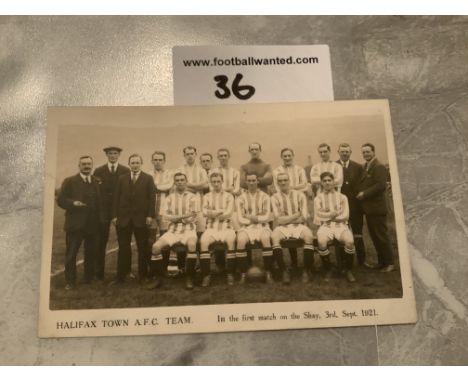 Halifax Town First Match At The Shay 1921 Football Team Postcard: Very good condition with no writing to rear. Postcard is pr