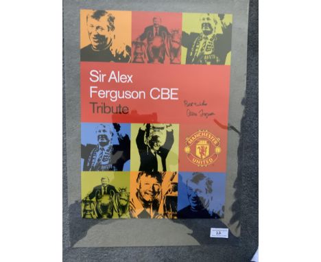 Alex Ferguson Manchester United Signed Tribute Poster: Colourful large (70 x 50cm) poster depicting Fergie in different poses