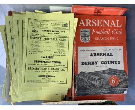 Arsenal + Barnet Football Programmes: From the 50s onwards. (Approx 200)