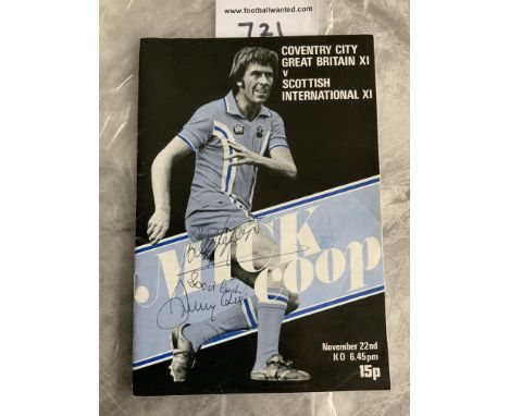 1977 Mick Coop Coventry v Scotland Multi Signed Football Programme: Signed throughout by team mates and opponents of Mick Coo