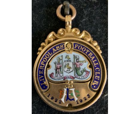 Liverpool 1922/1923 League Winners Football Medal: Issued by the club to Director Walter Cartwright. Stunning design of club 