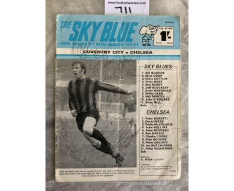 69/70 Coventry City Signed Football Programme: 11 autographs to cover of folded home programme v Chelsea to include Blockley 