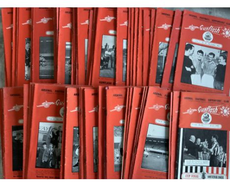 Arsenal Gunflash Football Magazines: Complete run from number 31 to number 106 which is June 52 (Cup Final Edition) to April 
