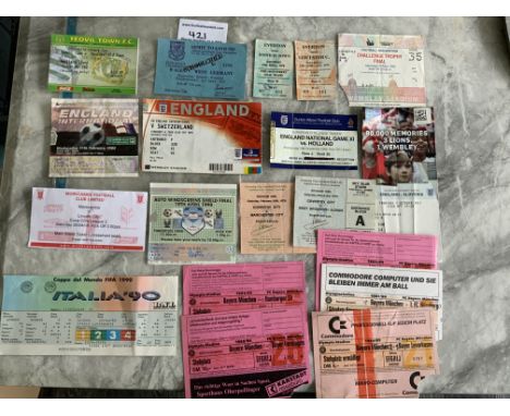 Football Ticket Collection: Includes 1990 Ireland v Romania World Cup match, 2 x 78/79 Coventry homes, 5 x Bayern Munich 1980