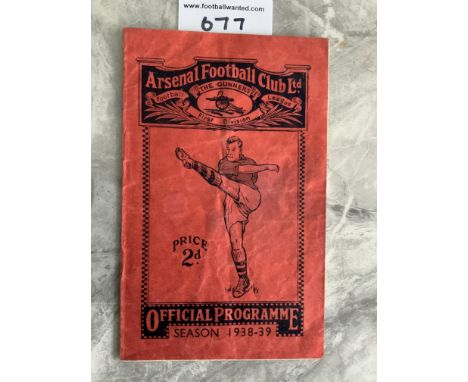 1939 FA Cup Semi Final Football Programme: Portsmouth v Huddersfield at Arsenal. Fair/good with no team changes. Staple remov