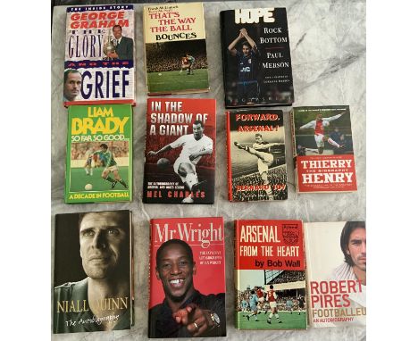 Arsenal Signed Football Book Collection: Signed hardback undedicated books by Bernard Joy, Merson Quinn Wright Charles Brady 