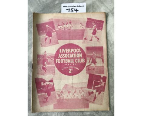 38/39 Liverpool v Luton Town FA Cup Football Programme: Very good condition with no team changes dated 7 1 1939.