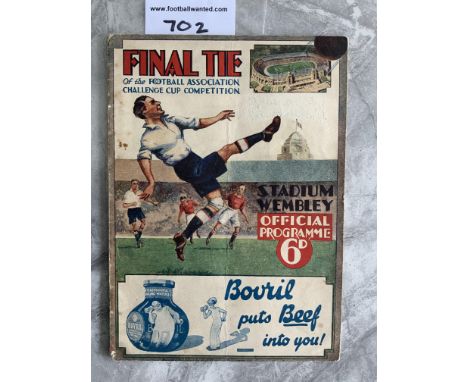 1932 FA Cup Final Football Programme: Arsenal v Newcastle played at Wembley in fair/good condition. Fold and rusty staples ho
