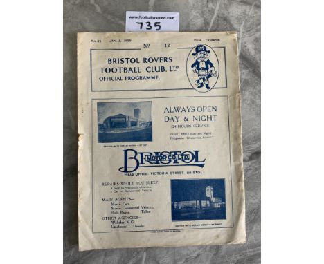 37/38 Bristol Rovers v Watford Football Programme: Fair condition with rusty staple and some wear to edges. No team changes.