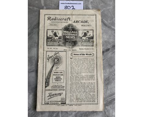 32/33 Walsall v Rochdale Football Programme: Good condition 3rd Division League match with no team changes. Light fold.