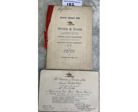 Arsenal 30/31 League Winners Signed Football Menu By Aston Villa: Held at the Cafe Royal in London to celebrate Arsenal winni