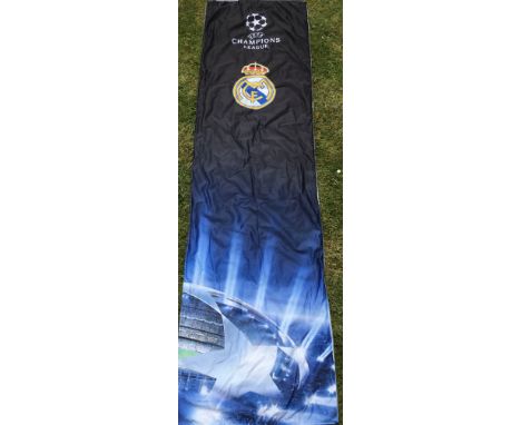 Real Madrid Official Champions League UEFA Football Banner: Large 2200 x 600mm banner with rubber frame attached to make sure