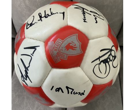 Liverpool 88/89 FA Cup Winners Signed Football: Official Liverpool ball with genuine autographs boldly in black marker pen on