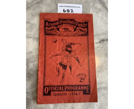 1937 FA Cup Semi Final Football Programme: West Brom v Preston at Arsenal. Fair/good condition with no team changes. Creasing