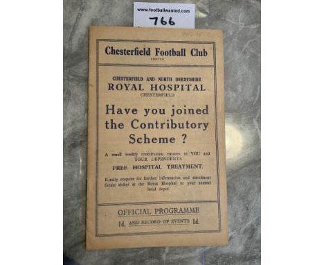 37/38 Chesterfield v Sheffield United Football Programme: 2nd Division match dated 19 3 1938. Very good with no team changes.
