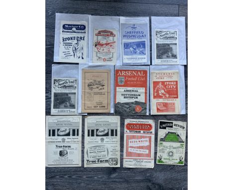 1950s Tottenham Away Football Programmes: 51/52 Middlesbrough Arsenal Stoke, 52/53 Liverpool Man City sof, 52/53 Sheff Wed Pr