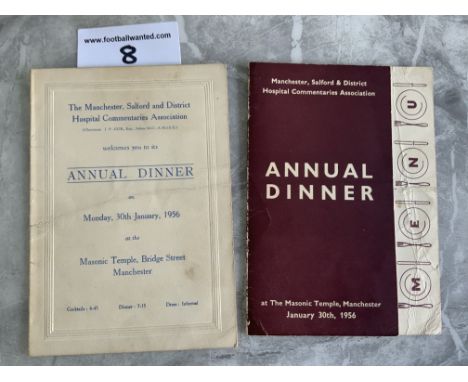 1956 Manchester United Signed Football Menu: Manchester Masons annual dinner signed inside by guests Matt Busby Johnny Carey 